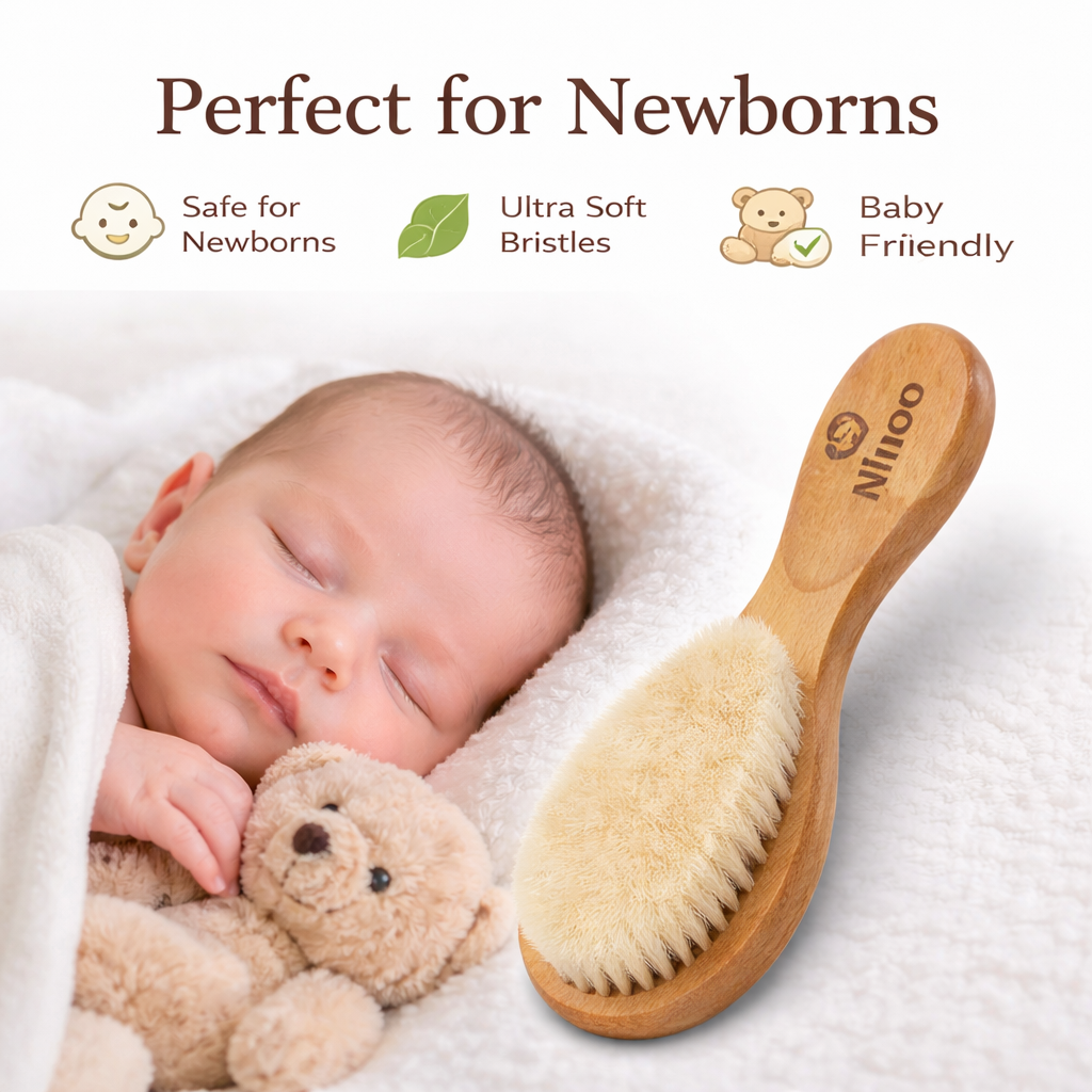Ninoo Baby Hair Brush – Soft Wooden