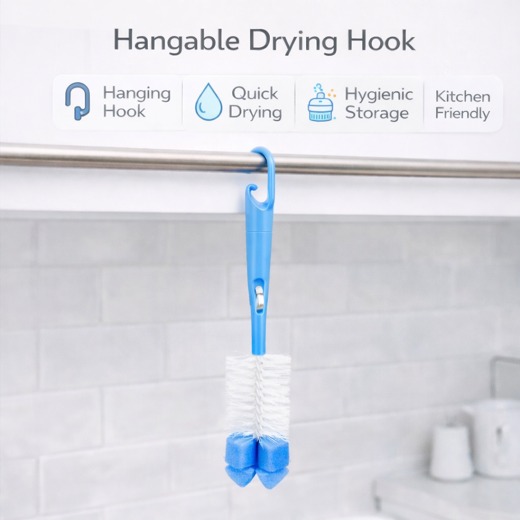 Ninoo baby bottle and nipple brush set (sponge head)