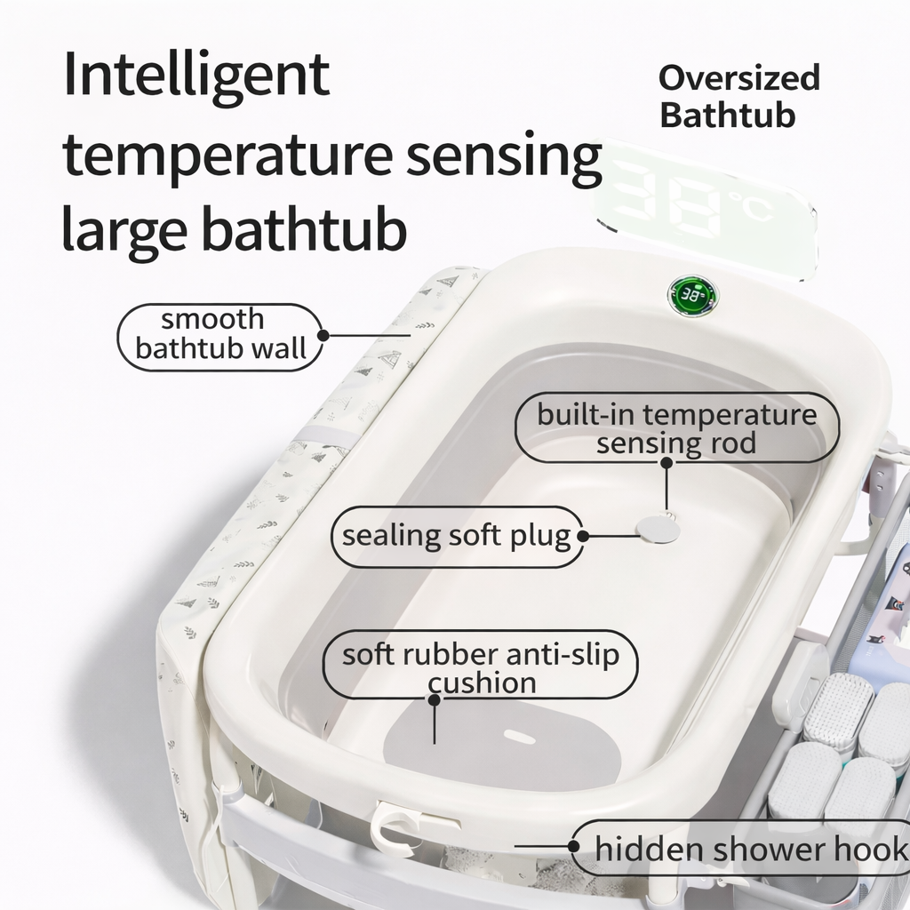 طاولة تغيير الملابس وحوض استحمام متعددة الوظائف