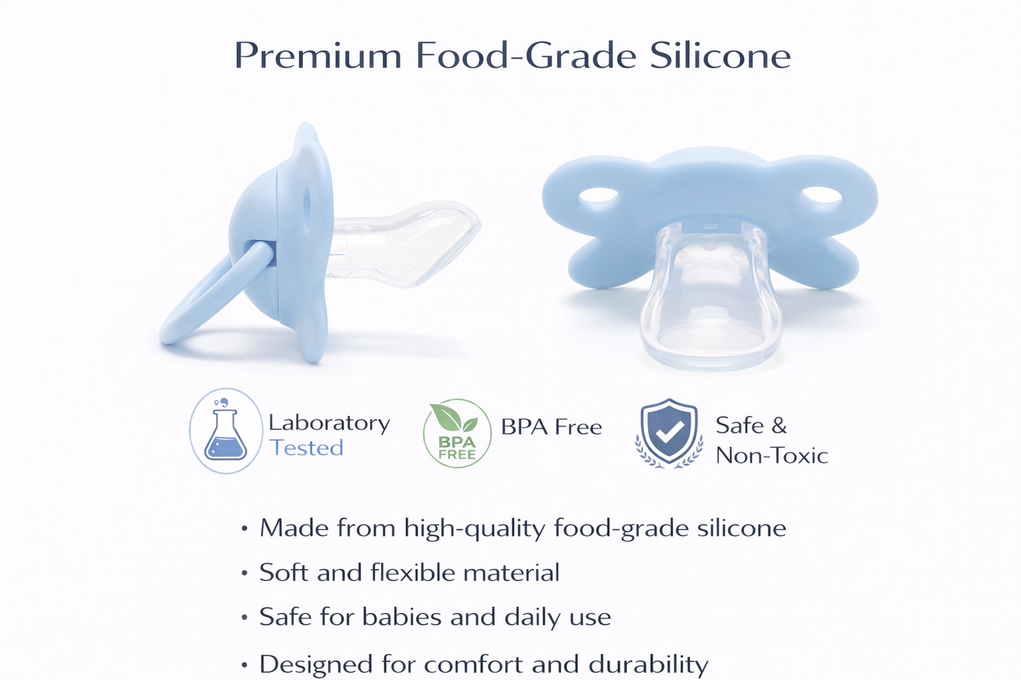 Ninno silicone baby pacifier blue 2piece