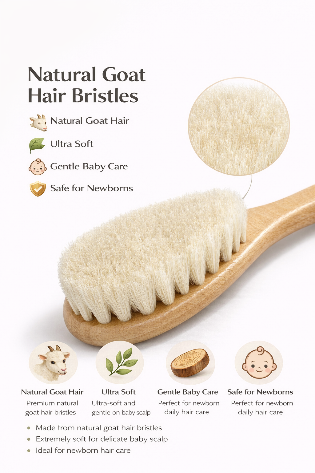 Ninoo Baby Hair Brush – Soft Wooden