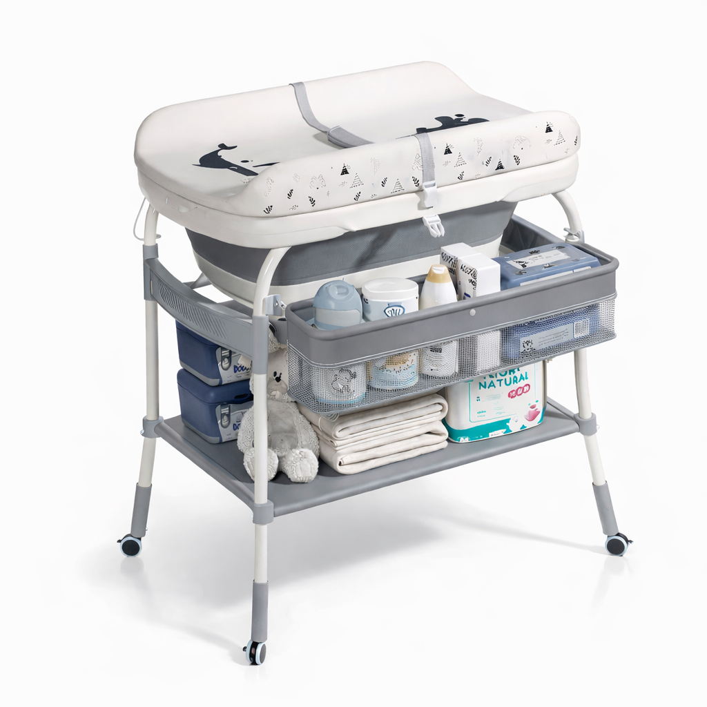 طاولة تغيير الملابس وحوض استحمام متعددة الوظائف