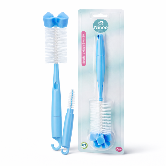 Ninoo baby bottle and nipple brush set (sponge head)