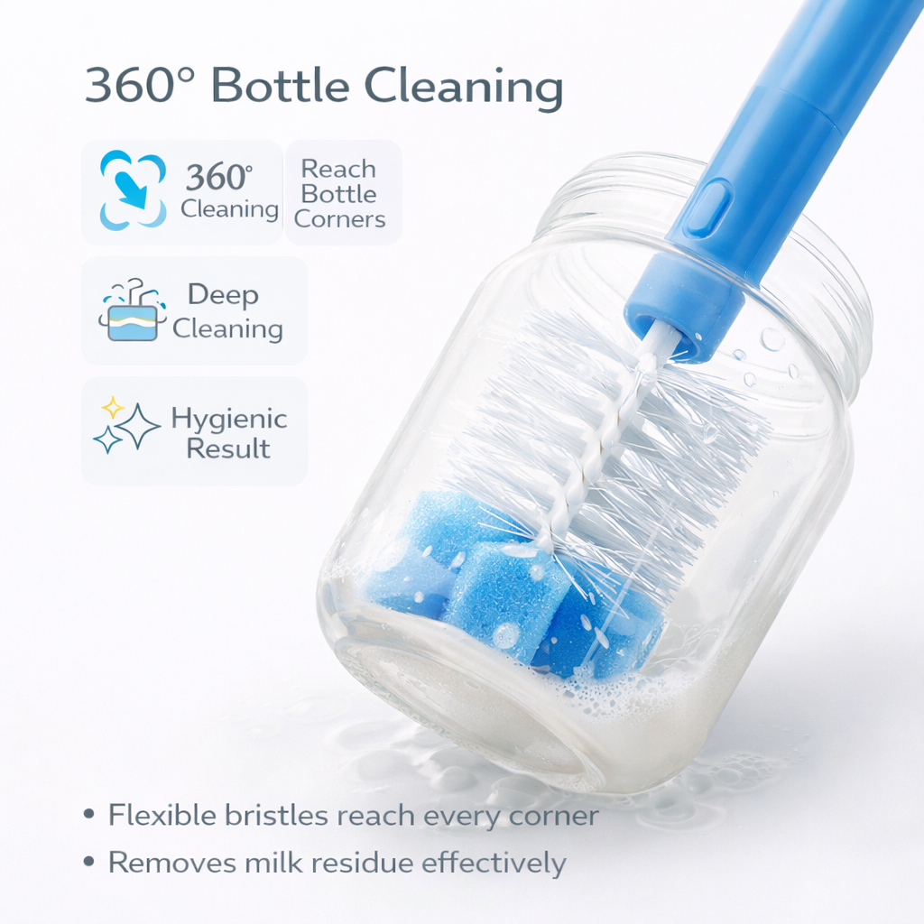 Ninoo baby bottle and nipple brush set (sponge head)