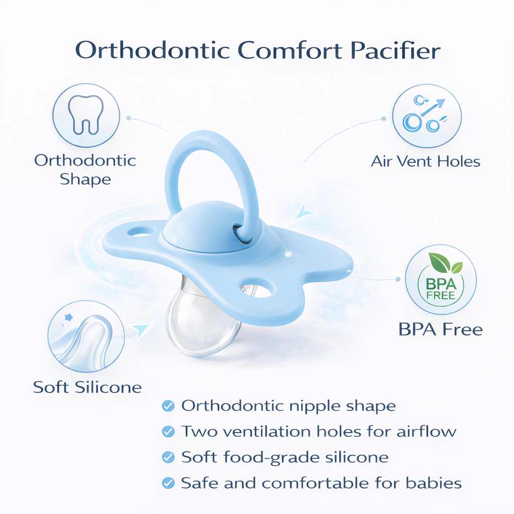 Ninno silicone baby pacifier blue 2piece